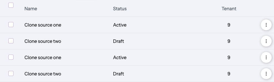 Adminix clone list actions