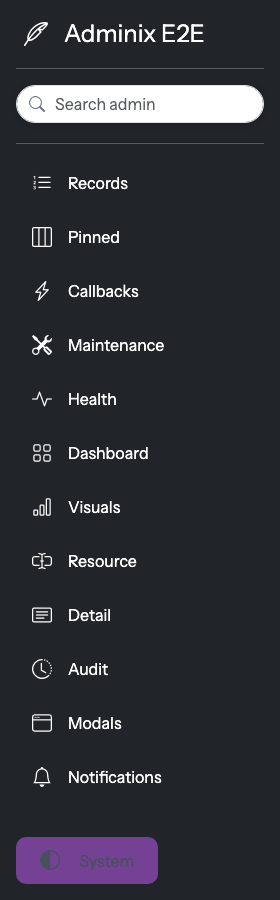 Adminix sidebar menu Adminix sidebar menu